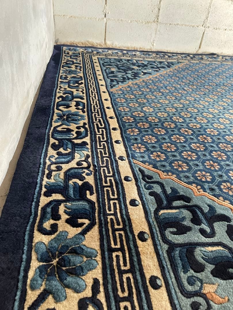 中国段通　4畳半　245×245 正方形　絨毯　カーペット　毛100% 手織り