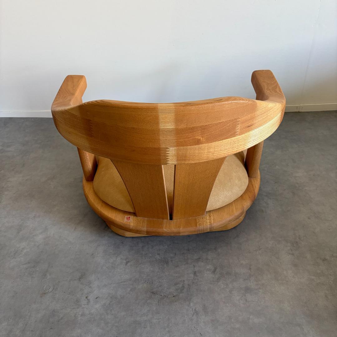 日本製 無垢材 回転座椅子【B】