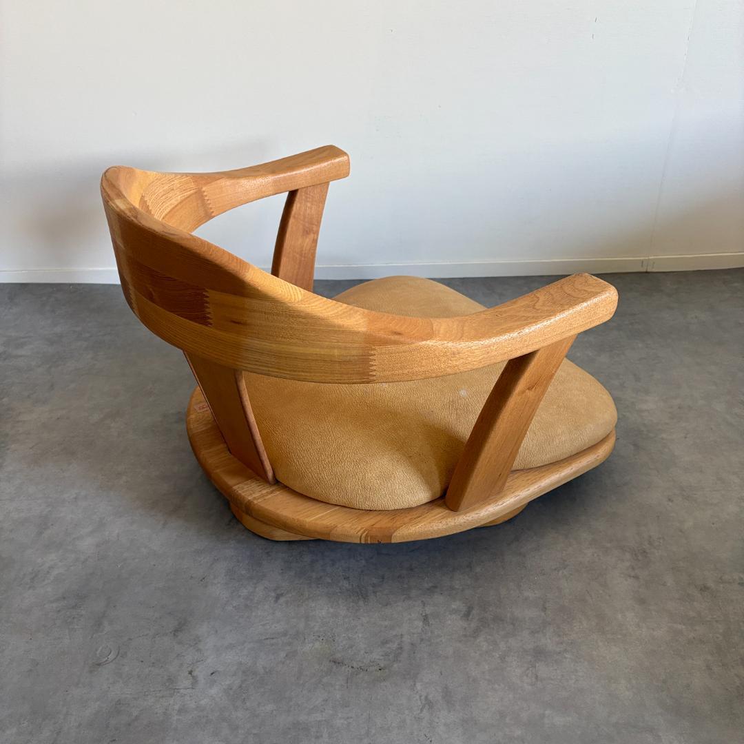 日本製 無垢材 回転座椅子【B】