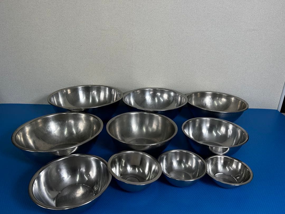調理用ボウル10個セット　ステンレス　業務用　おまけザル2個付き
