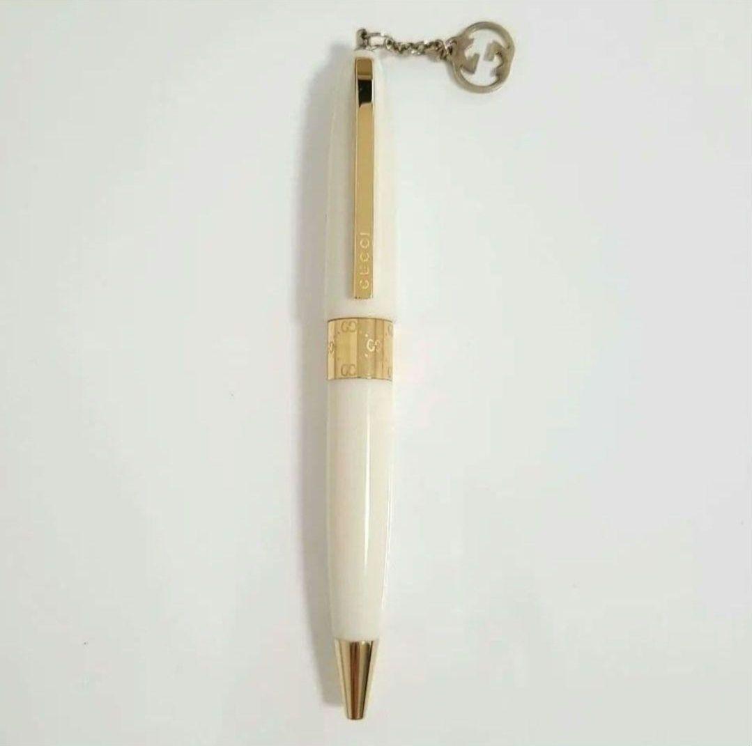 専用ケース 説明書付き GUCCI ボールペン ホワイト ゴールド