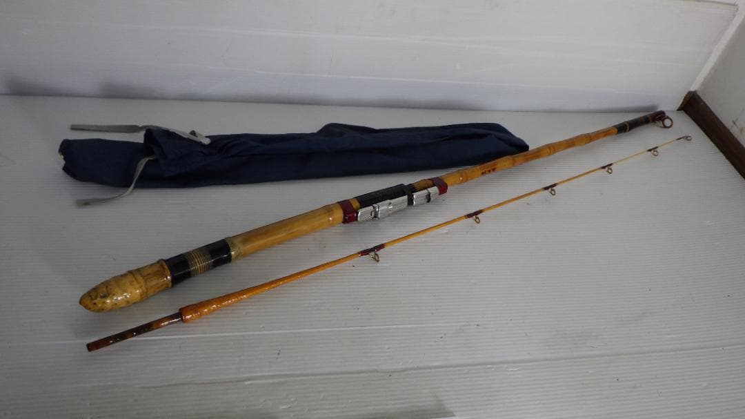 754/美品　和竿　一点物　船竿 金色装飾 収納ケース付き①