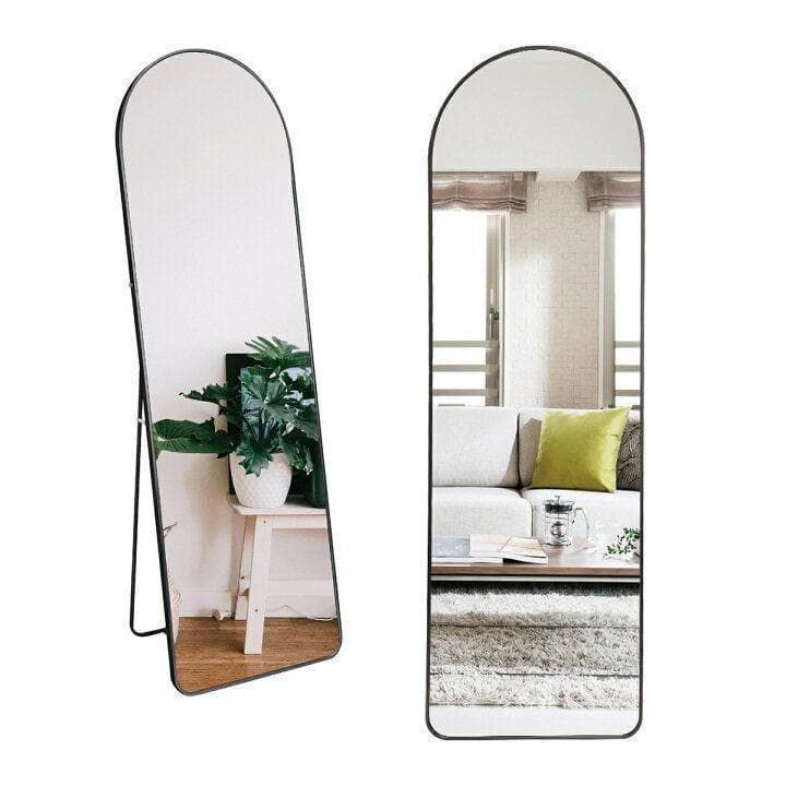 スタンドミラー 鏡 全身 鏡 壁掛け 姿見鏡 全身鏡 アーチ形 大型 黒 975