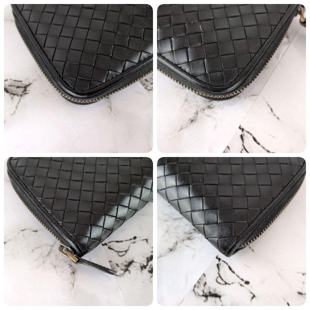 【極美品】ボッテガヴェネタ☆イントレチャート　ラウンドジップ　長財布　ブラック