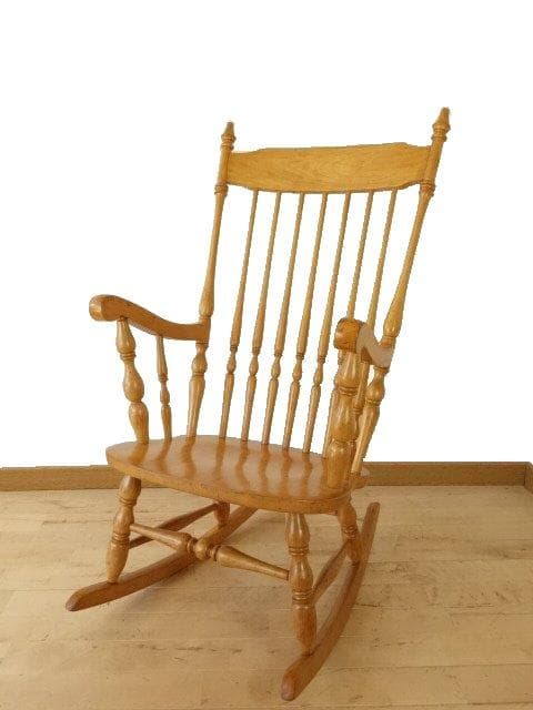木製　ロッキングチェアー　白木色　再塗装済　ＵＳＥＤ