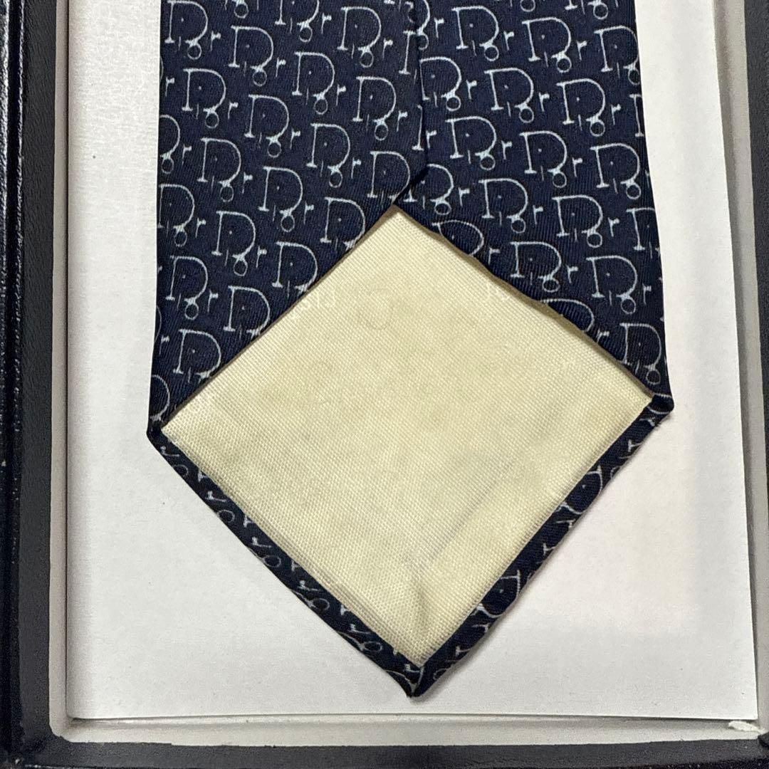 クリスチャンディオール　ネクタイ　紺　トロッター柄