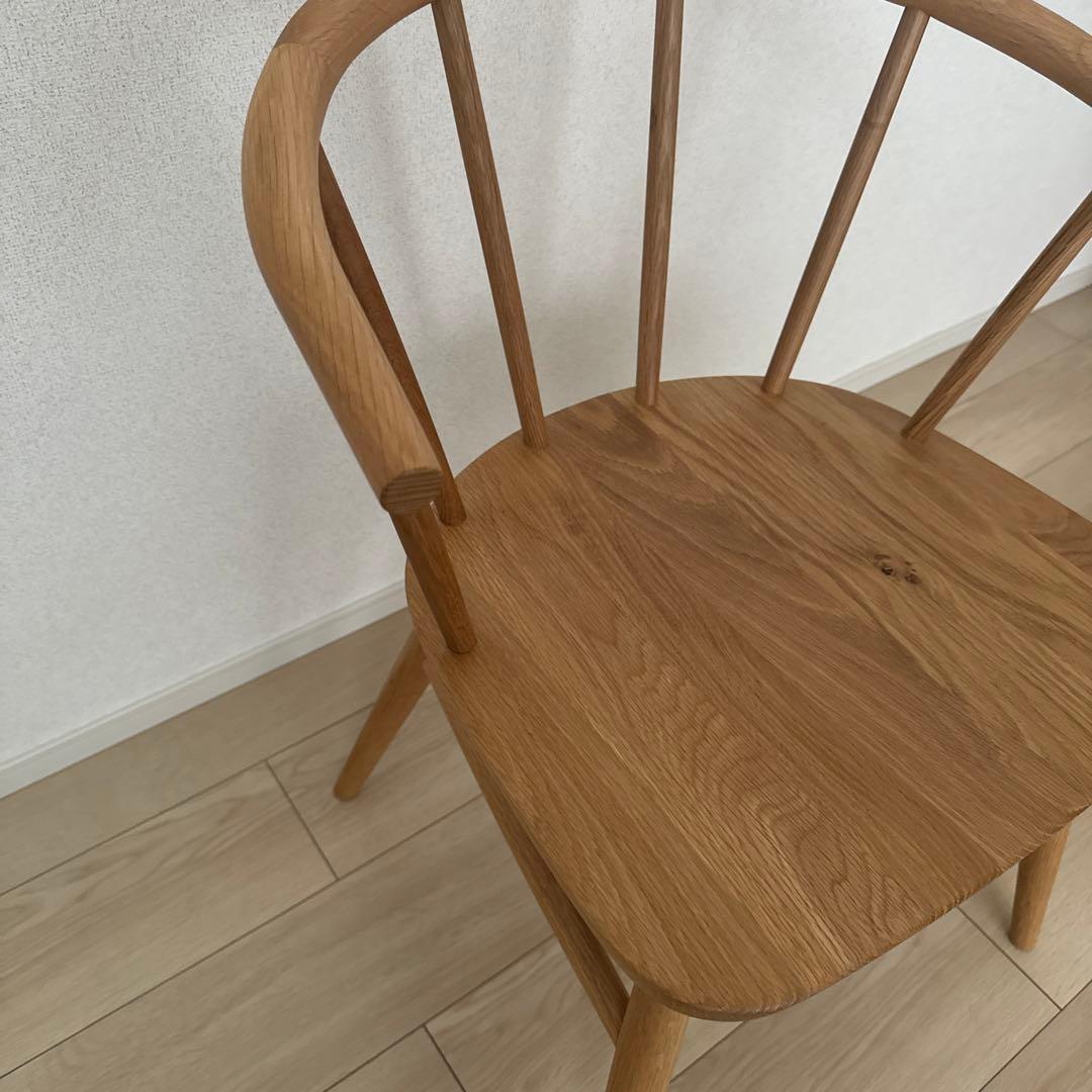 【直接引取】【廃盤】無印良品　オーク材 アームチェア 丸脚 2脚