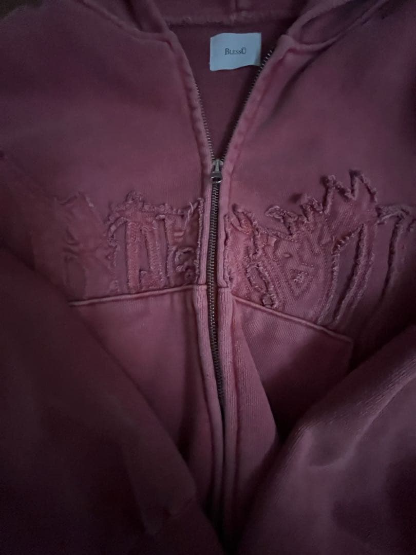 BLESSÜ ピンク ジップアップパーカー