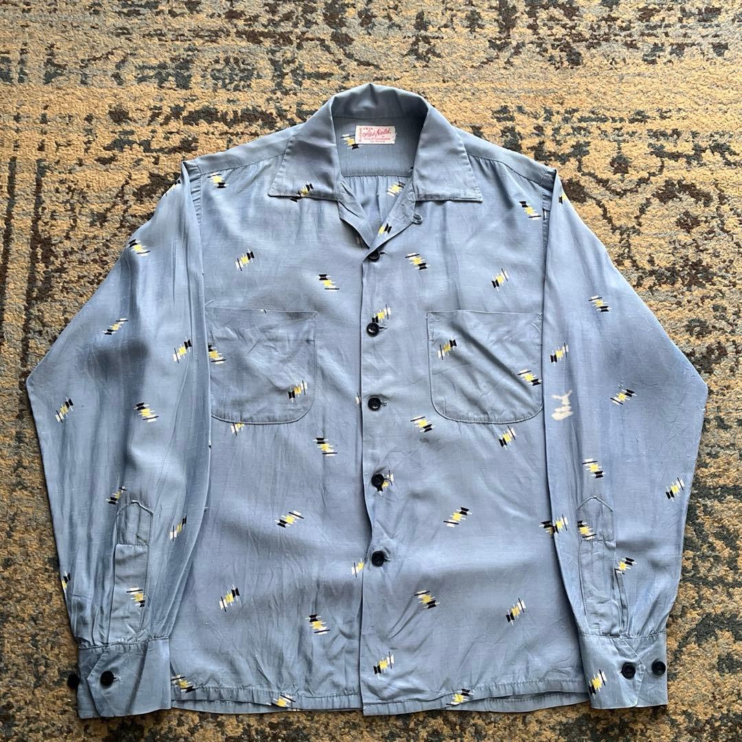 50s レーヨン シャツ アトミック カスリ ヴィンテージ 検 60s