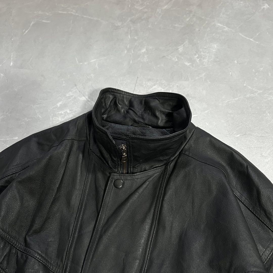 90s OLD レザー ドリズラージャケット スウィングトップ 本革 刺繍 古着