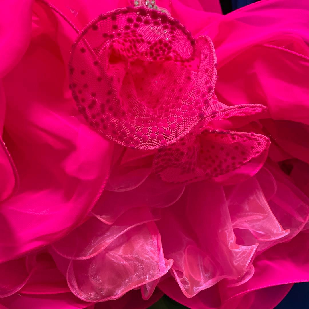 社交ダンス　スタンダードドレス　ショッキングピンク　ファーバングルおまけ付き