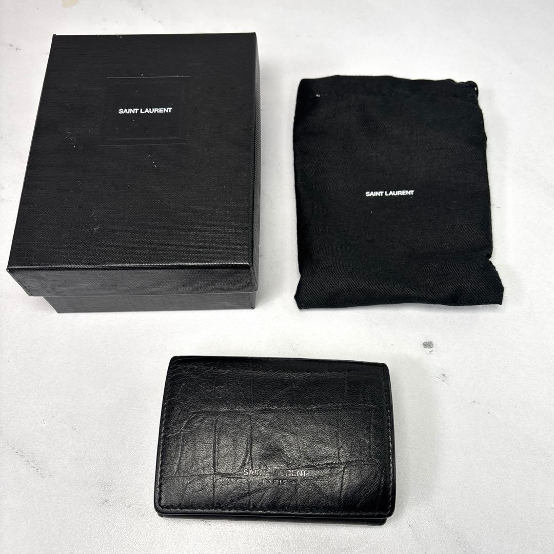 SAINT LAURENT ブラック クロコダイル柄財布