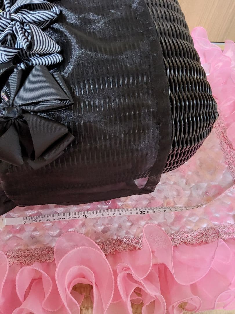 エフタカコ リボン付き黒キャリーバッグ 大