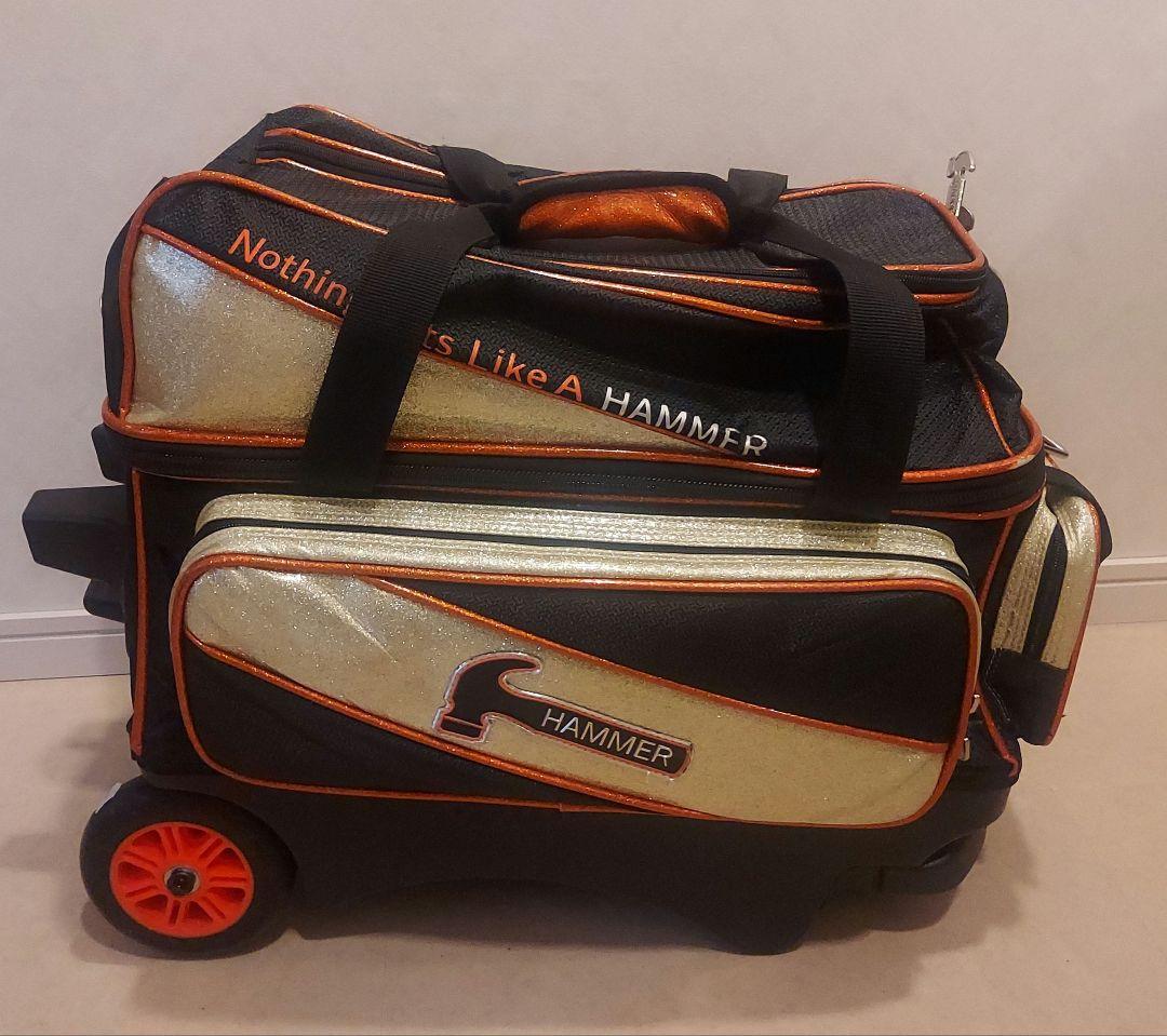 HAMMER ボウリング用２個入りバッグ キャスター付+おまけ