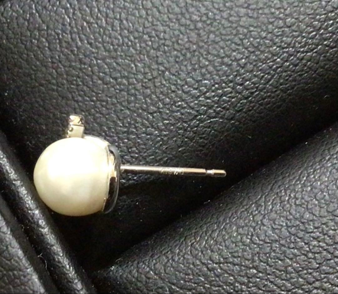 K10WGホワイトゴールドパールダイヤ付きピアス　1.8g