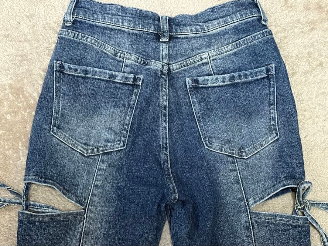 RESEXXY リゼクシー カットアウトリボンデニム インディゴ S