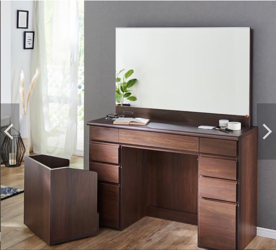 お手入れしやすい収納力のあるドレッサー ブラウン［日本製］完成品！