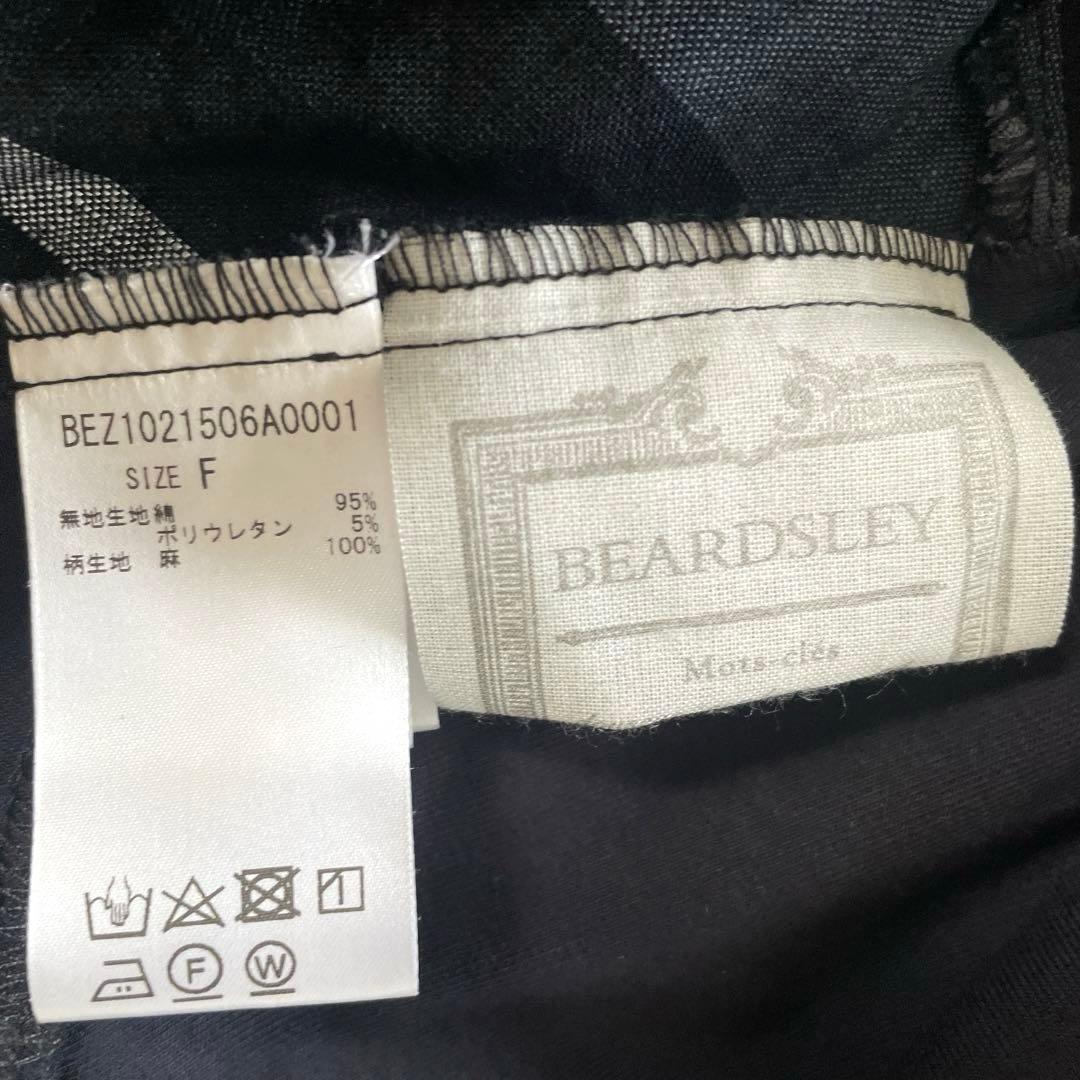 【極美品】BEARDSLEY リネンビッグチェックカットソー　ネイビー