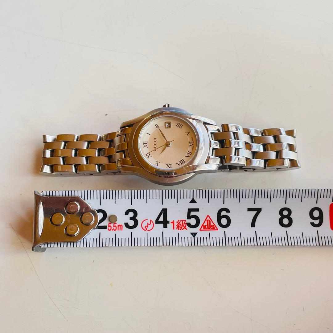 GUCCI グッチ シルバー文字盤 5500L 腕時計 クォーツ デイト 不動品