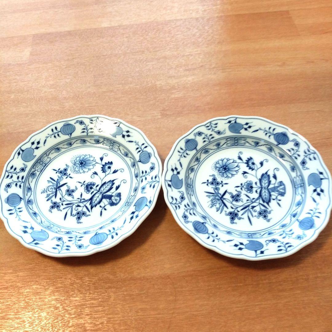 【美品】マイセン ブルーオニオン 直径20cm ケーキプレート 2枚セット