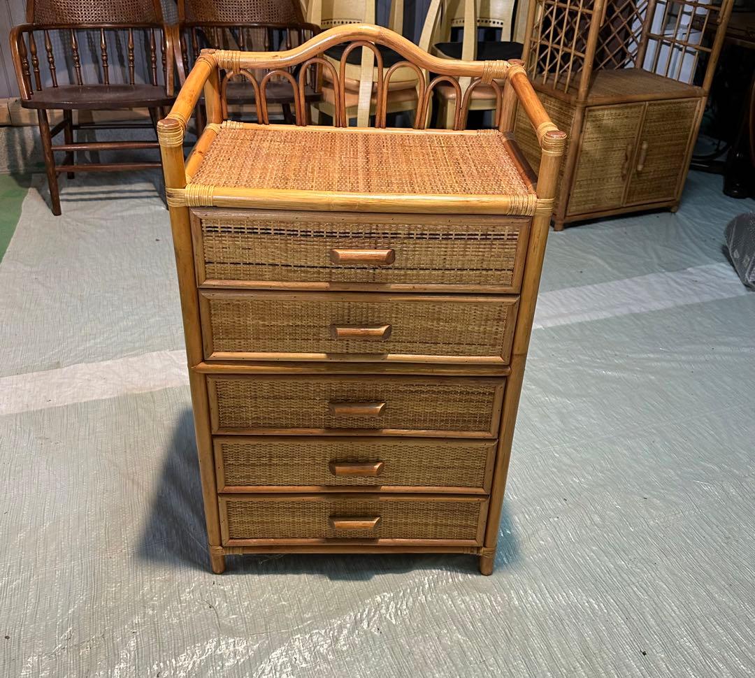ラタン製 5段引き出し収納