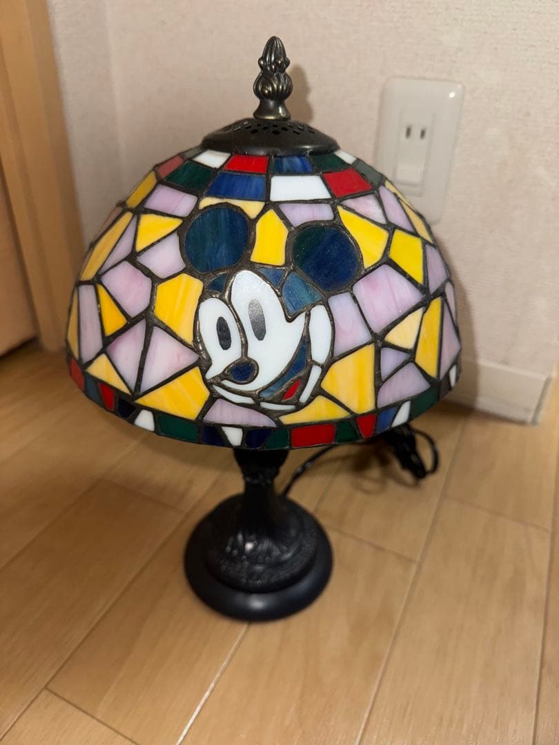 ディズニー　ステンドグラスランプ　ミッキー&ミニー