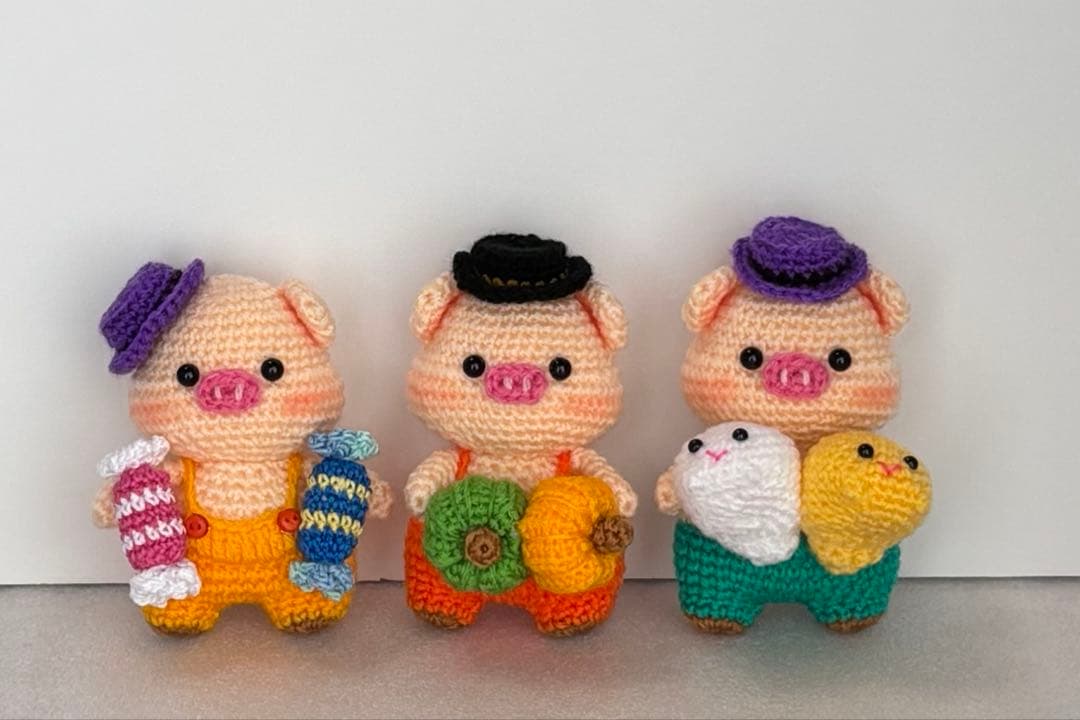 あみぐるみ　ハンドメイド　2パターン　【オレンジ&チーム】