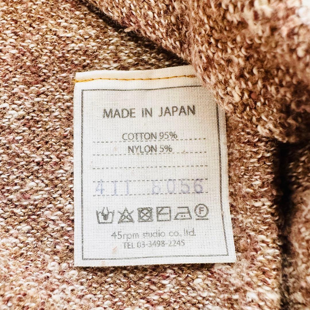 美品　45R　杢杢ニットソーのモックネックTシャツ SDL　R刺繍　ニット