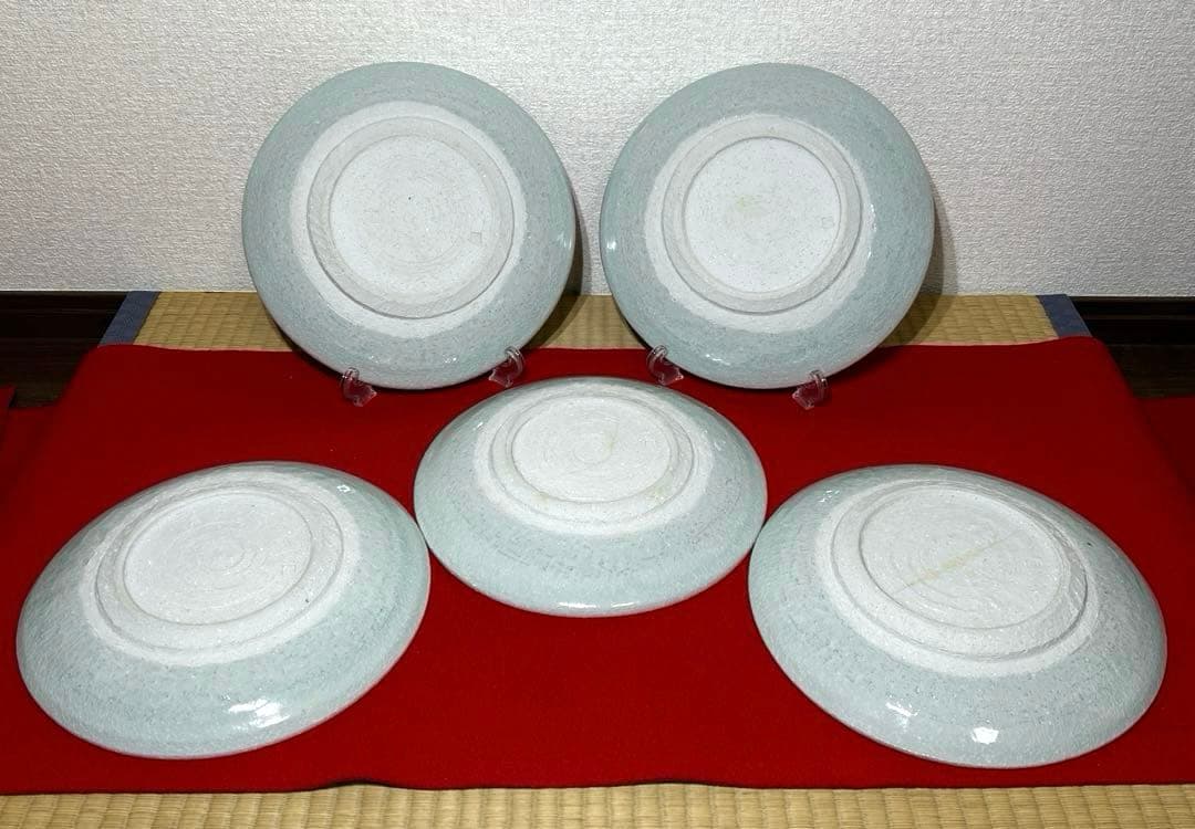 青白磁プレート　笠取　士半窯　荒木義隆　5客セット