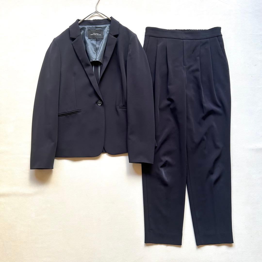 034GLR21AW手洗可防皺ストレッチテーラードジャケットパンツスーツ38紺色