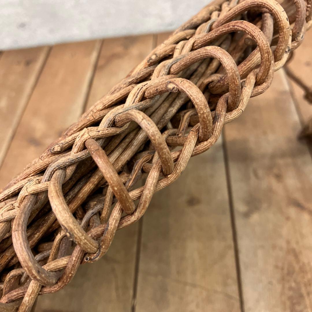 昭和レトロ あけび 蔓細工 ラウンド型 壁掛けミラー ウォールミラー 鏡