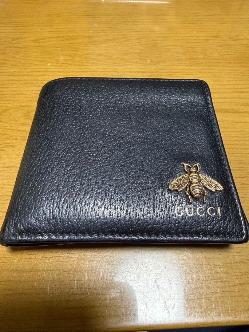 n*o様 GUCCI グッチ ブラックレザー 二つ折り財布