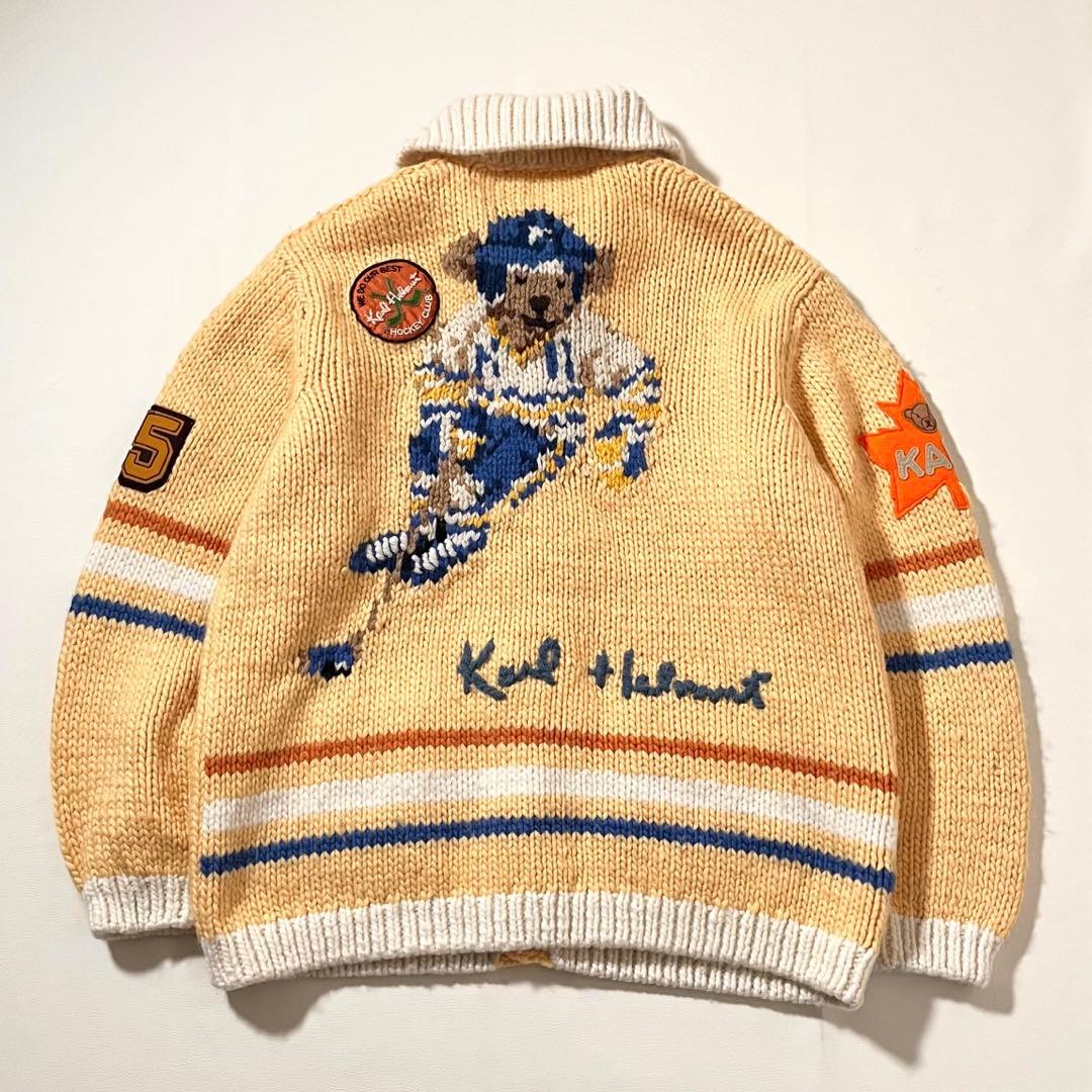 【美品】カールヘルム　カウチン ニット　テディベア　　カーディガン　ピンクハウス