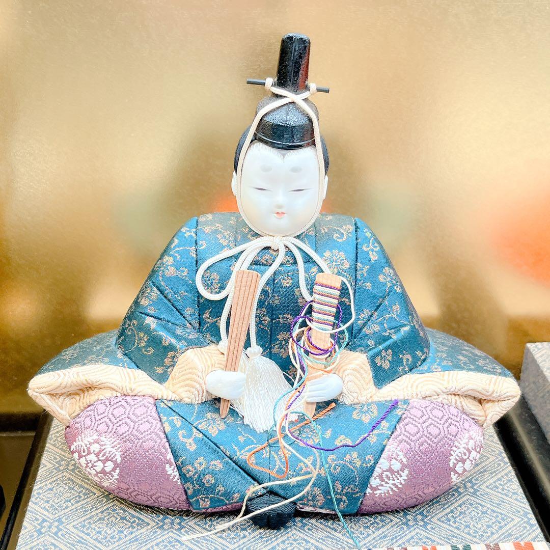 雛人形 親王飾り 収納式 ひな人形 伝統飾り 台座・屏風付き 安土雛 河寿作