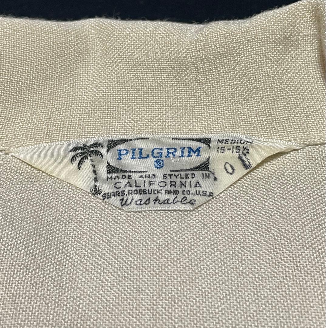 50's PILGRIM生成りレーヨンシャツ