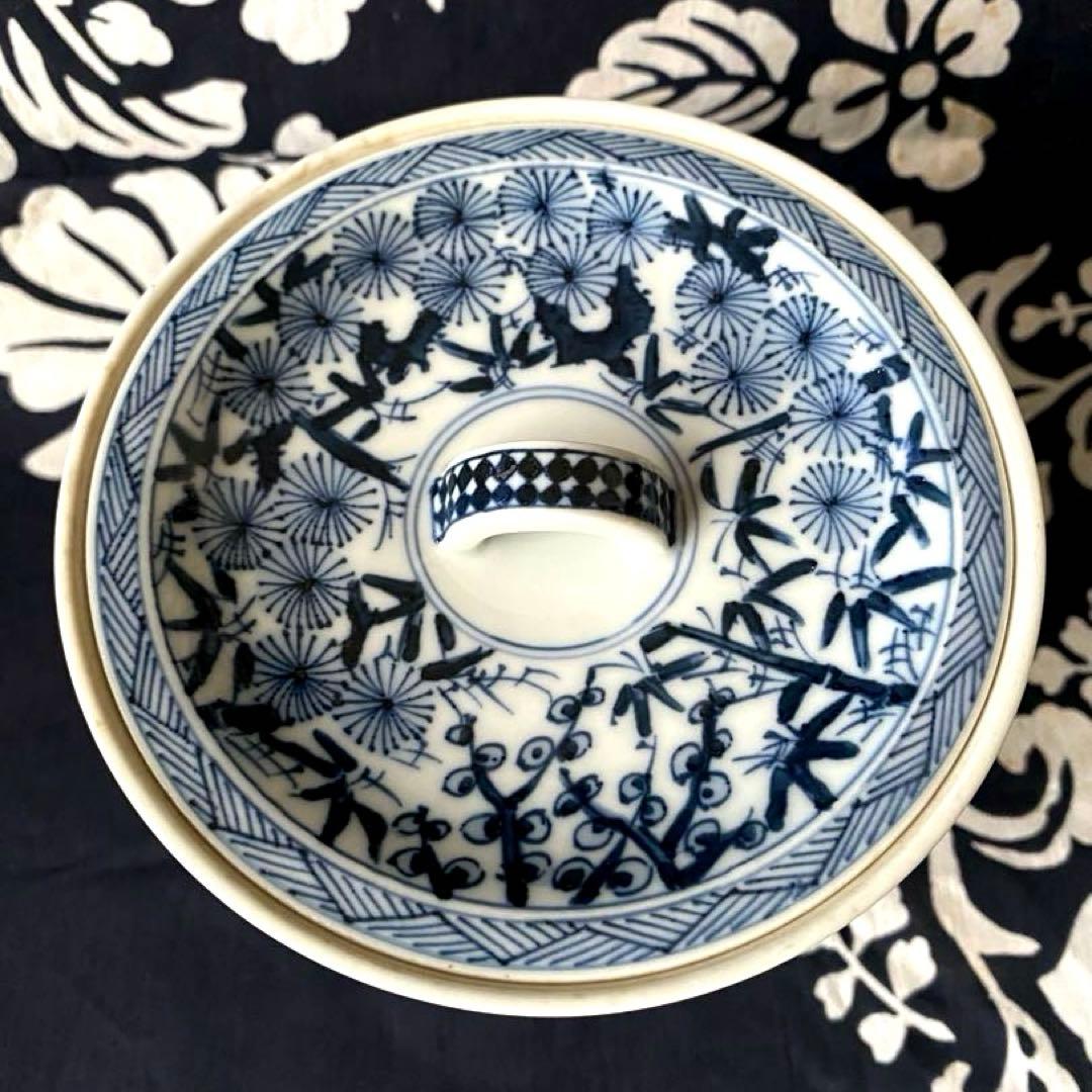 京焼　平安　西村徳泉　紫翠窯　茶道具・水指し　染付　松竹梅吉祥紋様　祥瑞