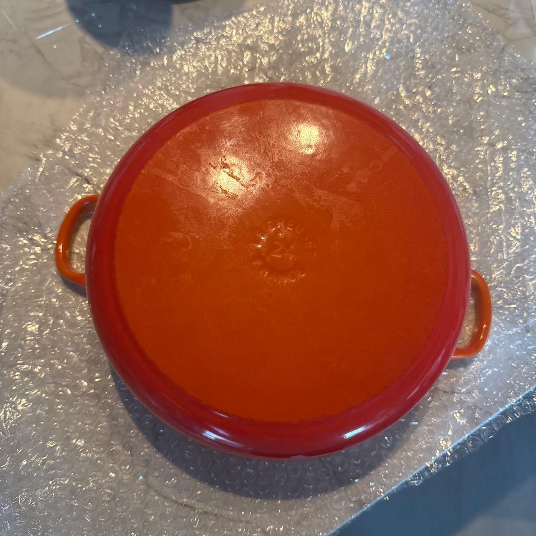 LE CREUSET ル・クルーゼ オレンジ 鋳鉄製 両手鍋 24cm
