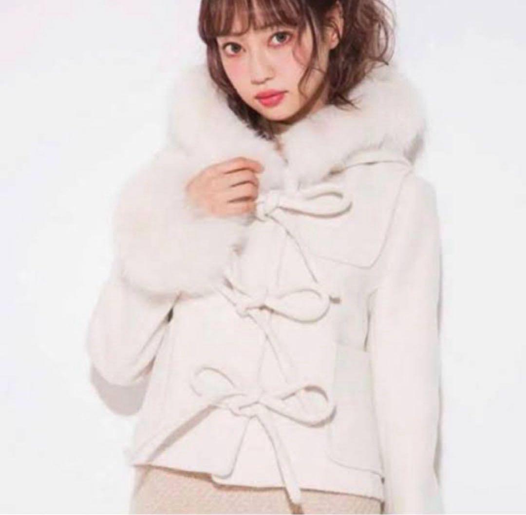 リボンダッフル　ラビットファーショートコート withsun