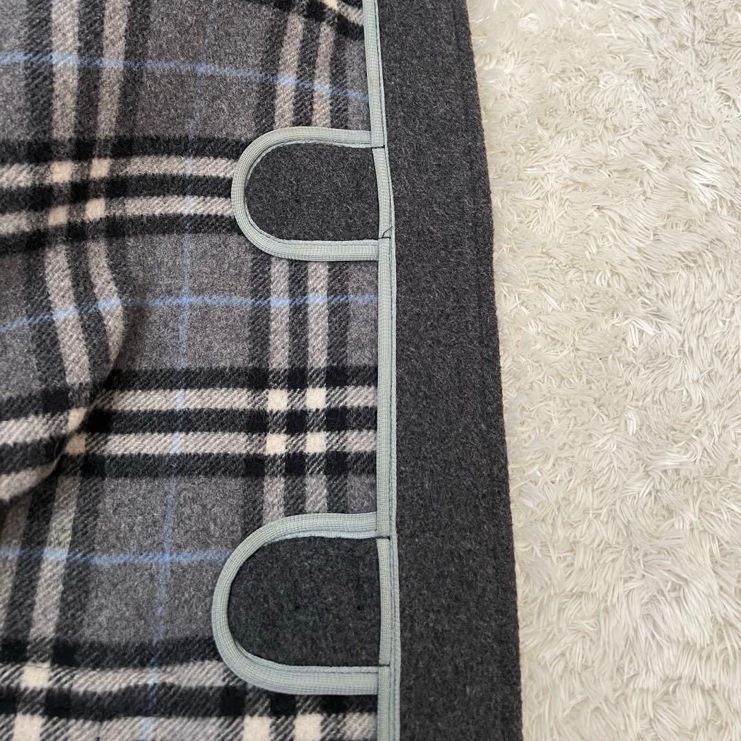 Burberryバーバリー ダッフルコート チェック レザー トグル グレー M