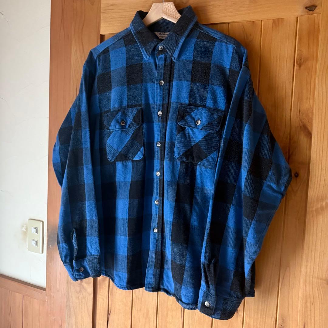 希少 FIVE BROTHER ネルシャツ XL ファイブブラザー 青黒