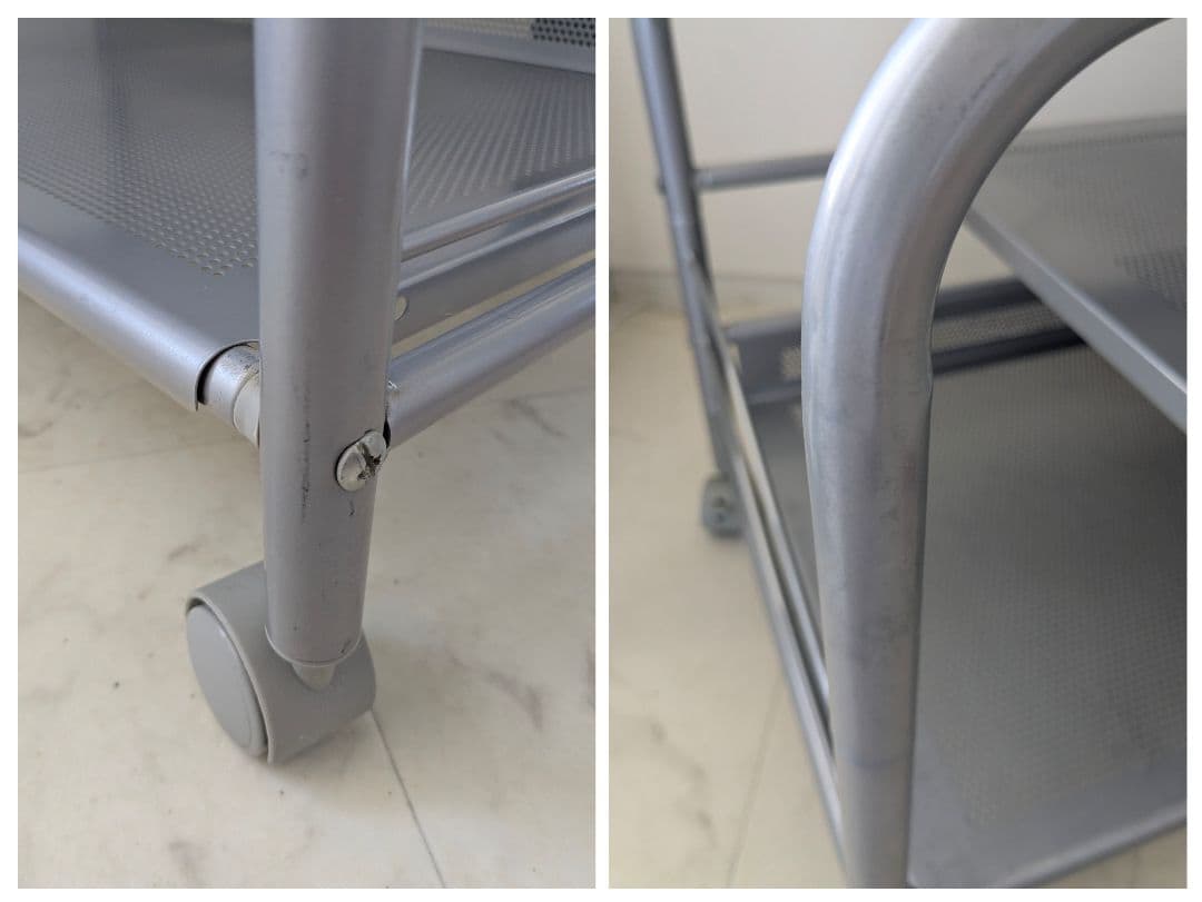 90s パンチング メタル ワゴン スチール ラック キャスター付き Y2K