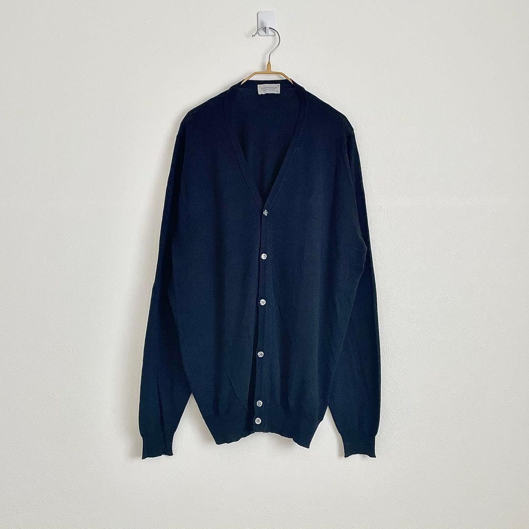 美品 XXL John Smedley コットンウールカーディガン ハイゲージ