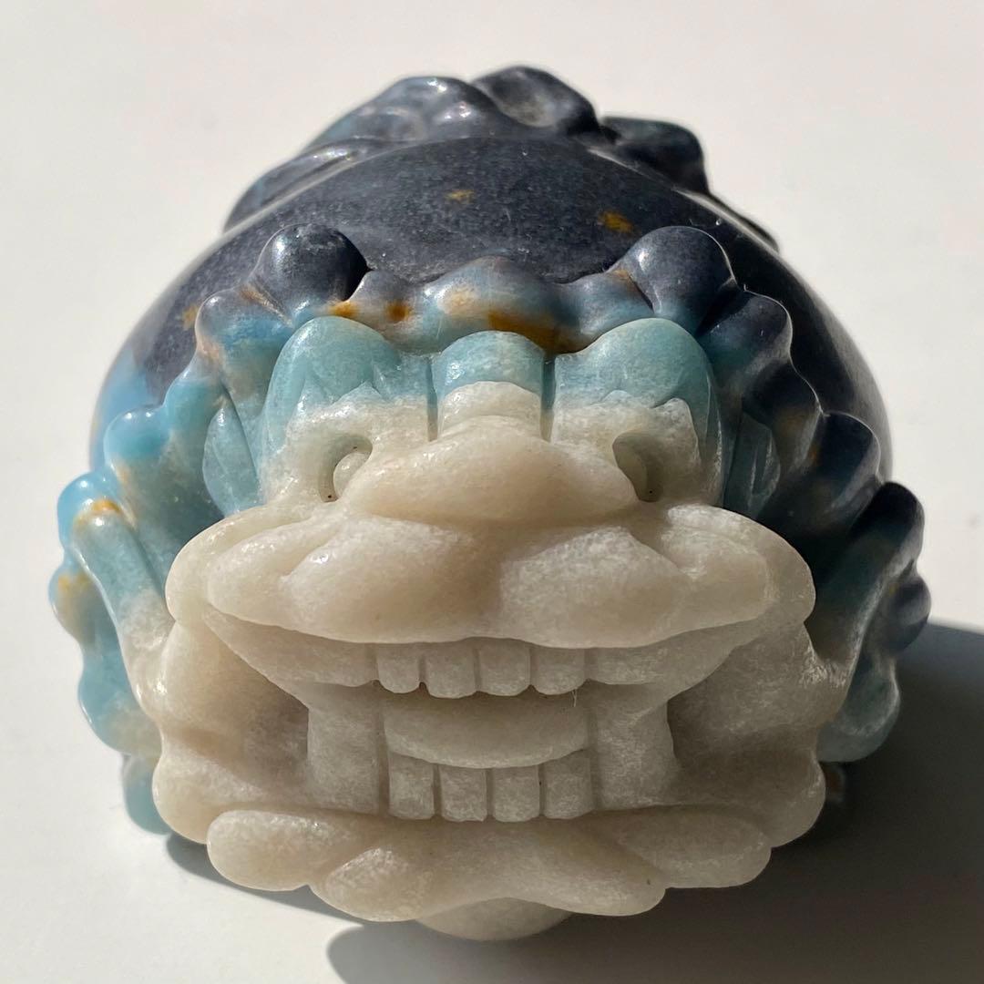 【 天然石 トロレアイト 龍亀 ロングイ さん 約226g 彫物 縁起物 金運