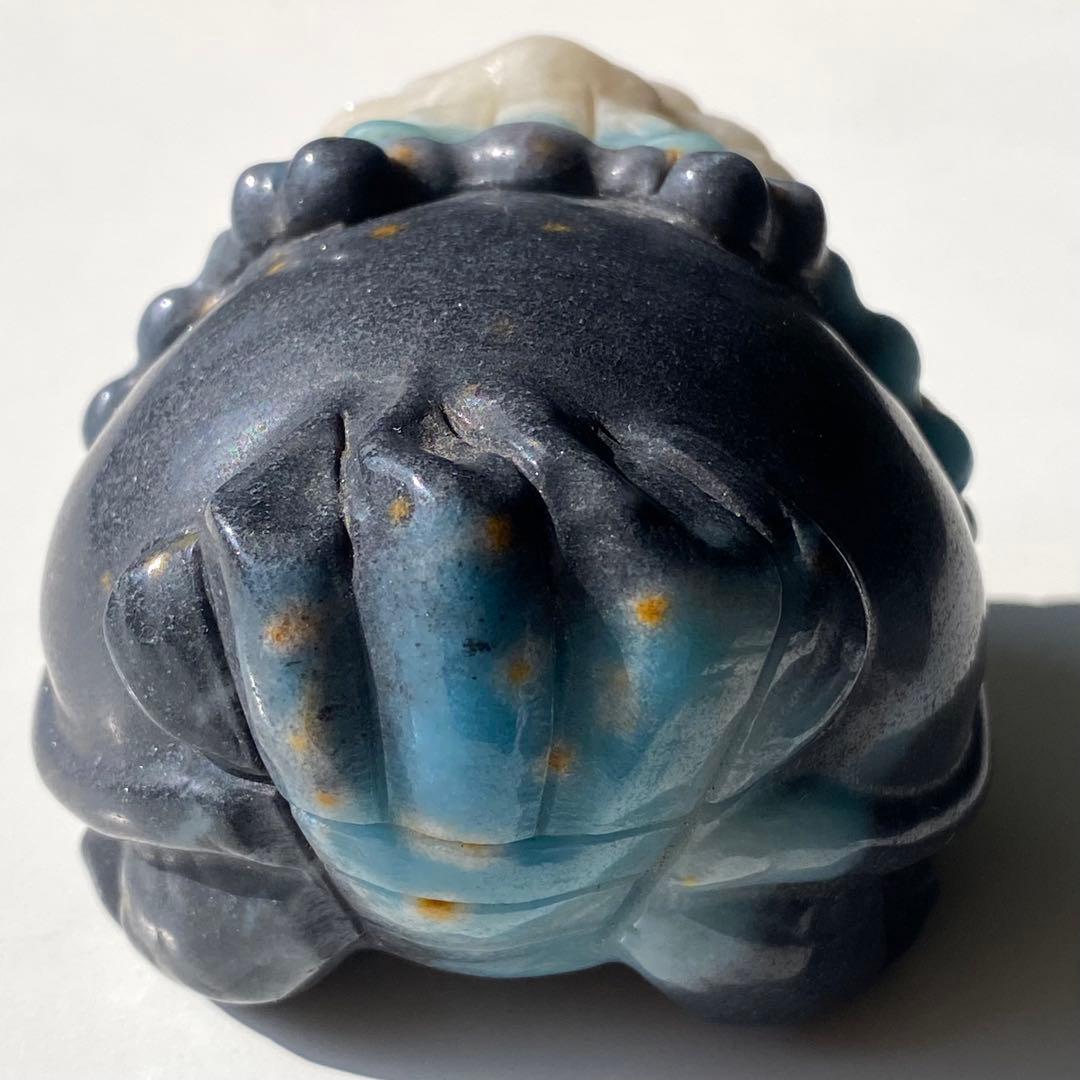 【 天然石 トロレアイト 龍亀 ロングイ さん 約226g 彫物 縁起物 金運