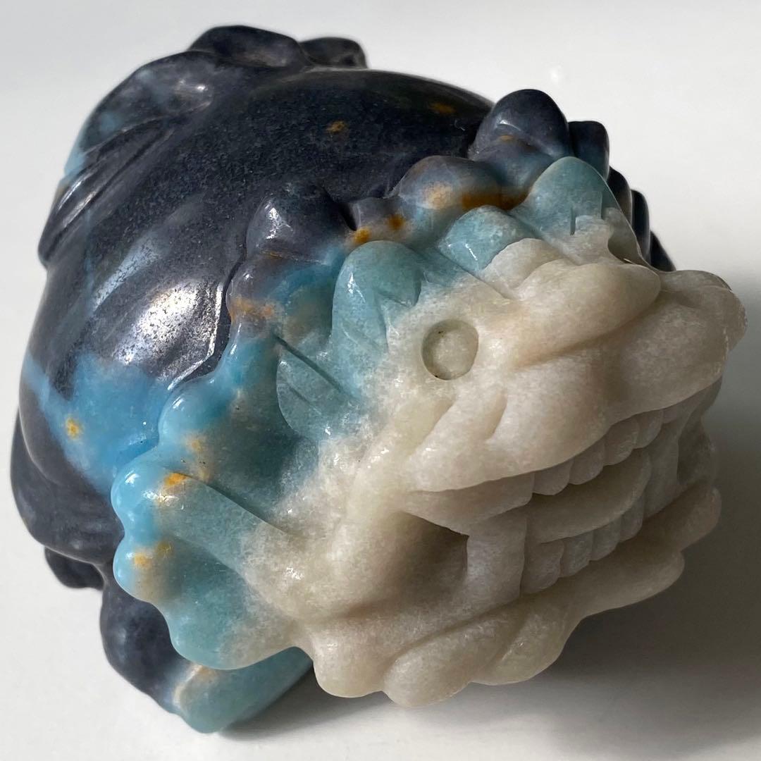 【 天然石 トロレアイト 龍亀 ロングイ さん 約226g 彫物 縁起物 金運