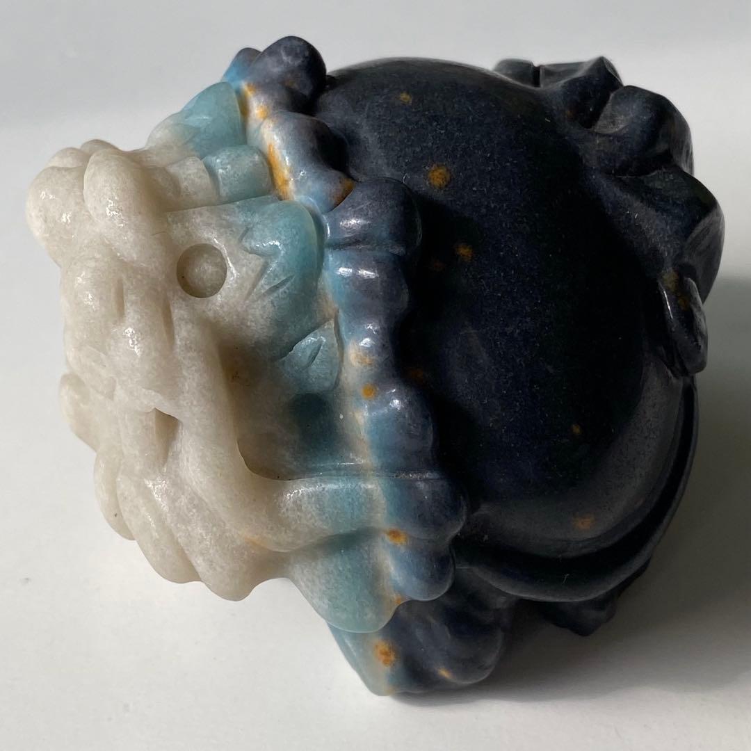 【 天然石 トロレアイト 龍亀 ロングイ さん 約226g 彫物 縁起物 金運