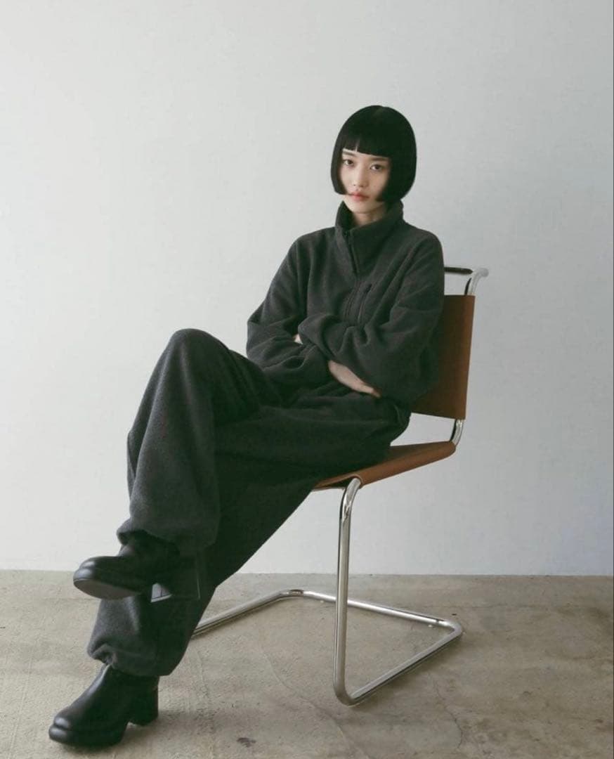 アンヌーク　フリース ハーフジップ コンビネゾン チャコール 38