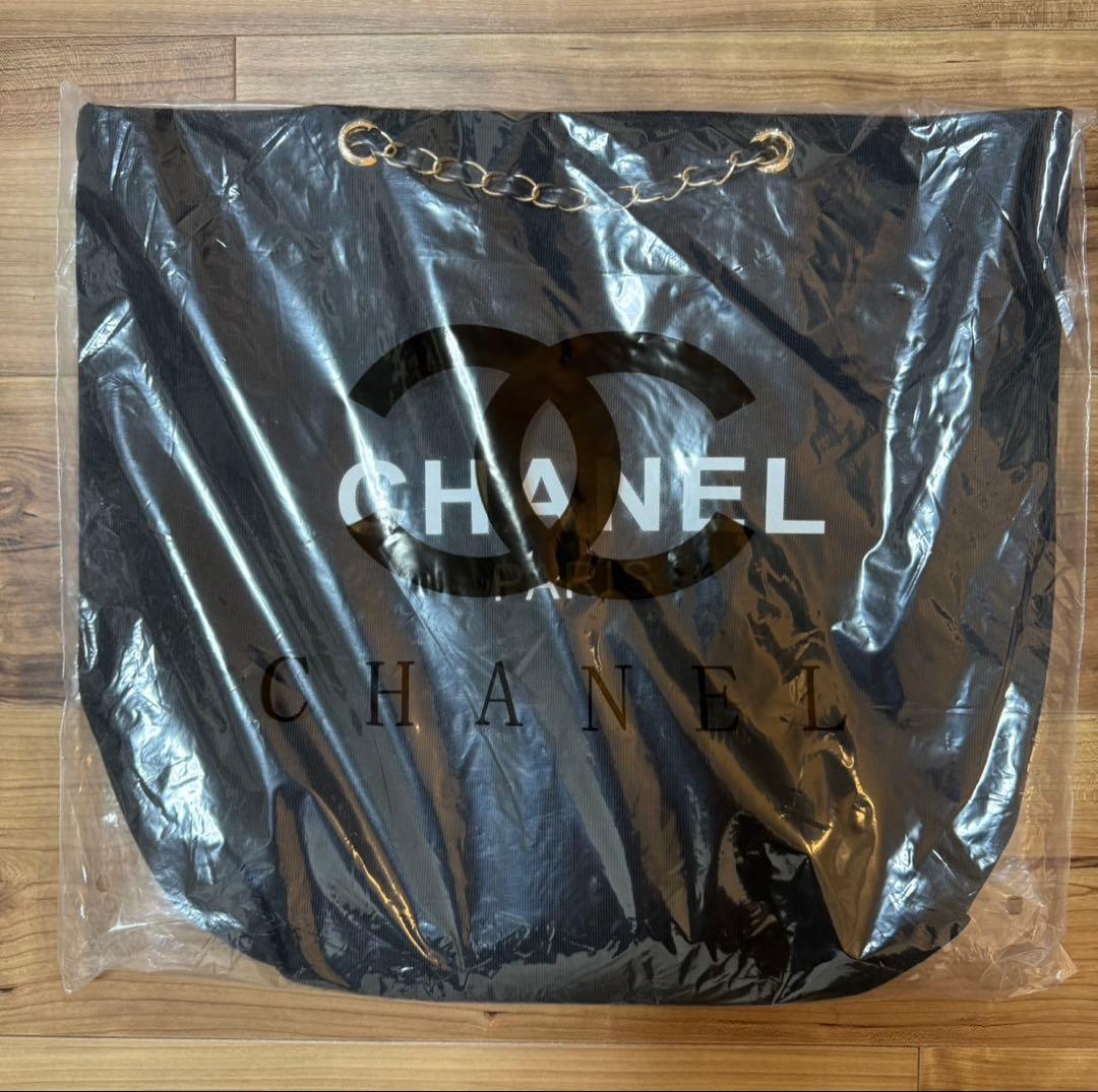 未使用 CHANEL ノベルティ ブラック チェーントートバッグ