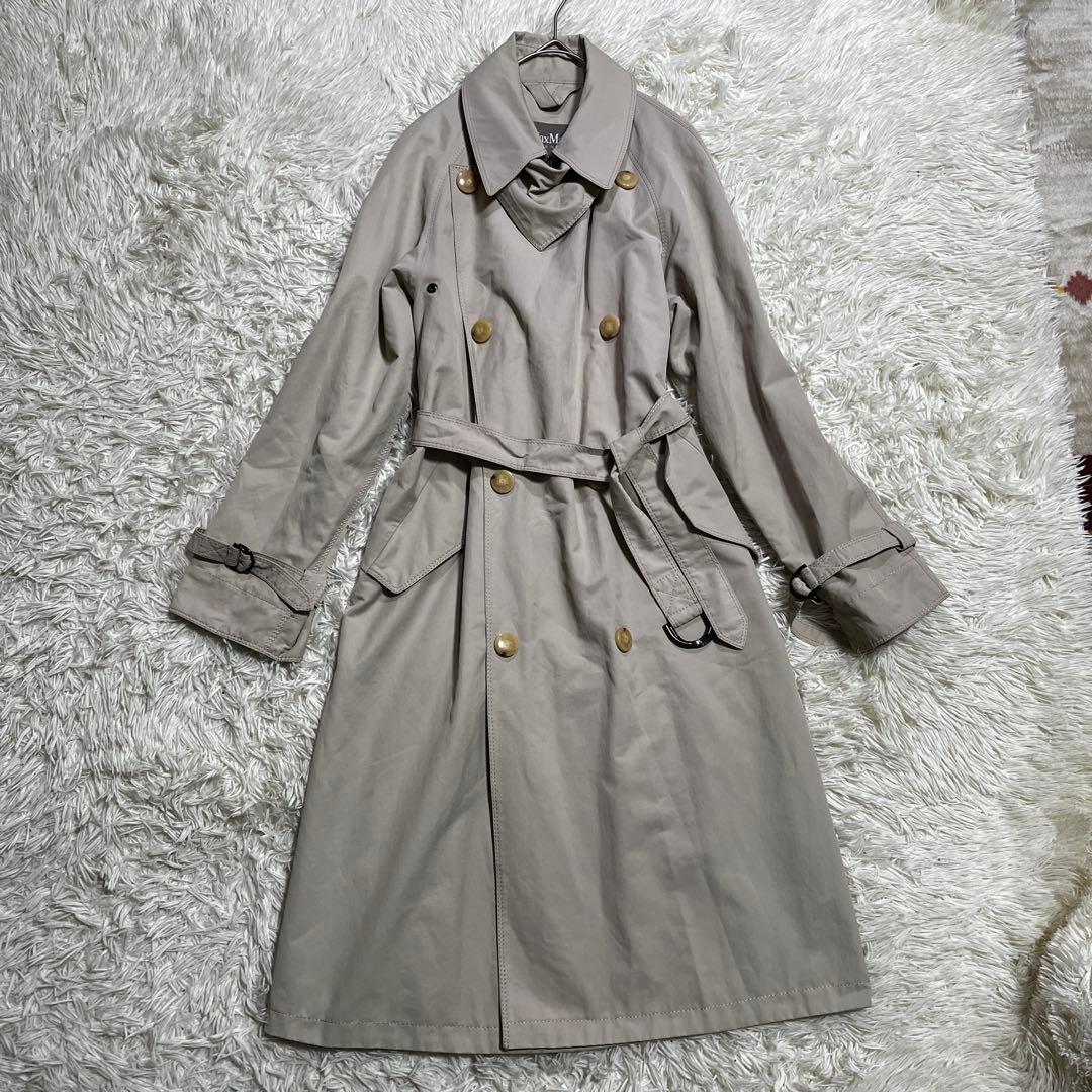 MaxMara ダブルブレスト トレンチレインロングコート　ネックガード付