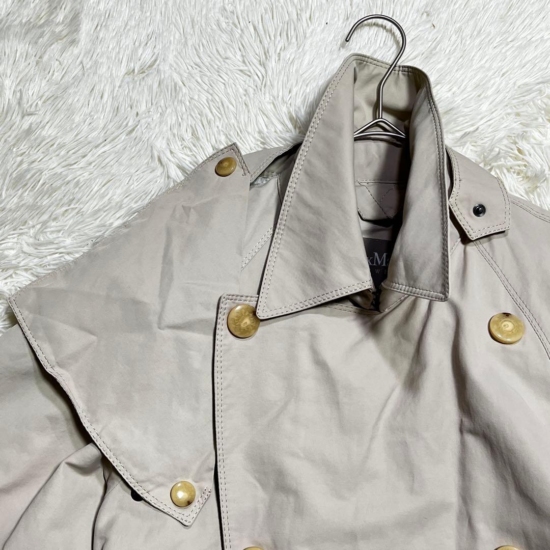 MaxMara ダブルブレスト トレンチレインロングコート　ネックガード付